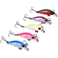 RiToEasysports 5PCS Señuelos de Pesca Artificiales- Mini Minnow Señuelos Jigging realistas Cebo Duro Señuelos de Pesca…
